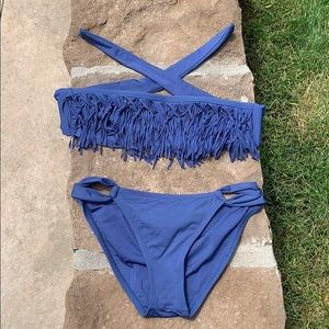 L*SPACE Navy fringe bikini swimsuit set ⭐️ Small